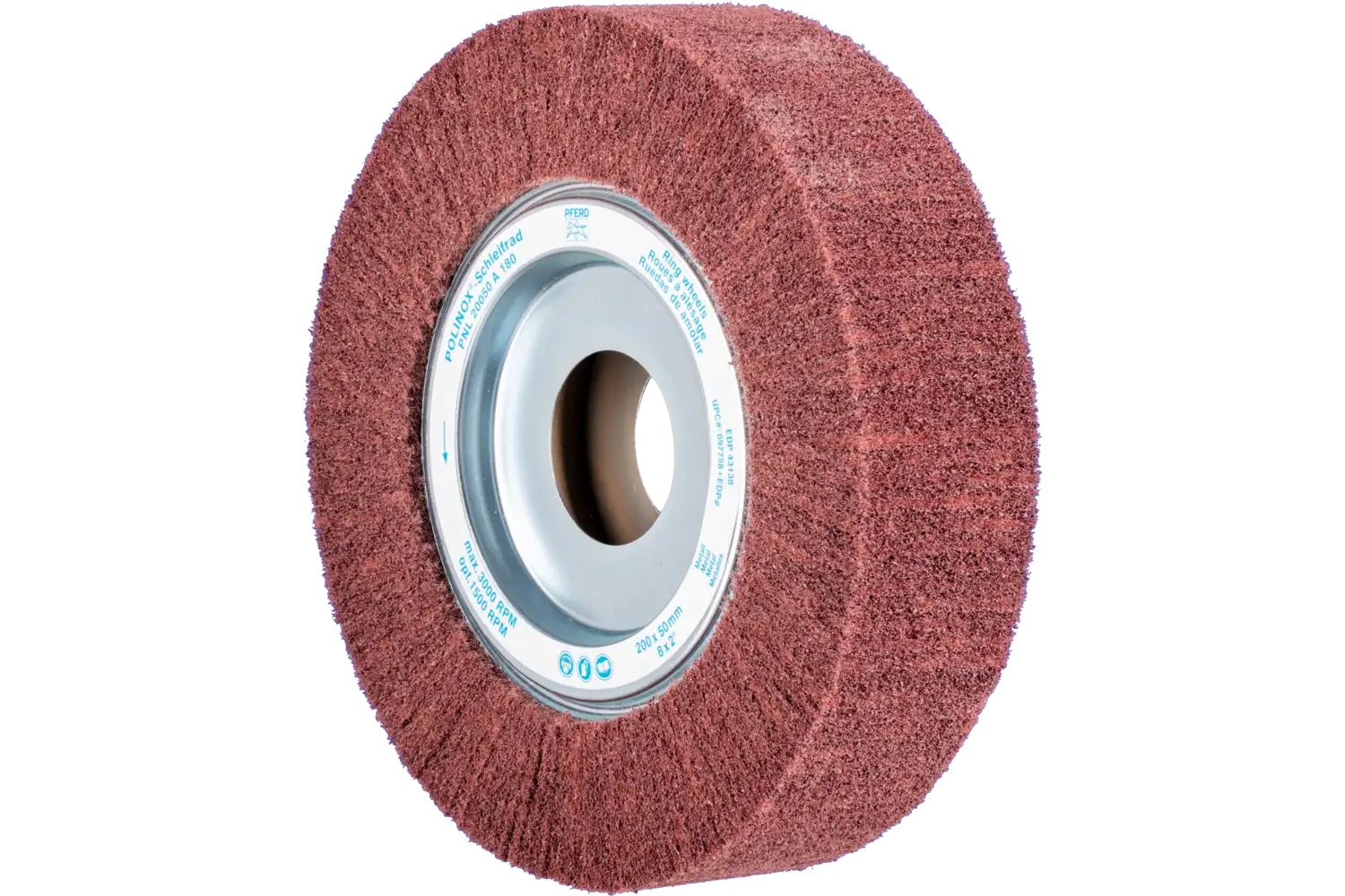 Picture of Pferd Polinox® Unmounted Flap Wheel, 8" X 2, 1" Ah, Radial, 180 Grit, Aluminum Oxide